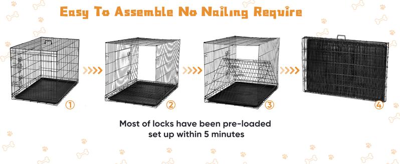 RIMIKING Constructed Durable Double Door Dog Crate,Five Sizes Available, Dual-Door Design, Secure Locking System, Leak-Proof Pan,Rounded Corners & Clips,Removable Divider Panel,Sturdy Metal Construction,Visualization Feature, RIMIKING Constructed Durable Double Door Dog Crate,Five Sizes Available, Dual-Door Design, Secure Locking System, Leak-Proof Pan,Rounded Corners & Clips,Removable Divider Panel,Sturdy Metal Construction,Visualization Feature,