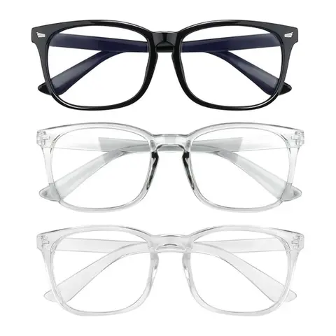 Men's Blue Light Computer Glasses - 2026 Lightweight 52mm Full Rim Classic Polycarbonate Eyeglass Frames, Metal Chains, Ideal for Daily Reading/Gaming, Party Bag Gift & Home Supplies Bluelight Fashion Glasses
