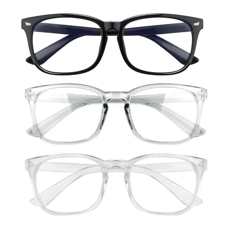 Men's Blue Light Computer Glasses - 2026 Lightweight 52mm Full Rim Classic Polycarbonate Eyeglass Frames, Metal Chains, Ideal for Daily Reading/Gaming, Party Bag Gift & Home Supplies Bluelight Fashion Glasses
