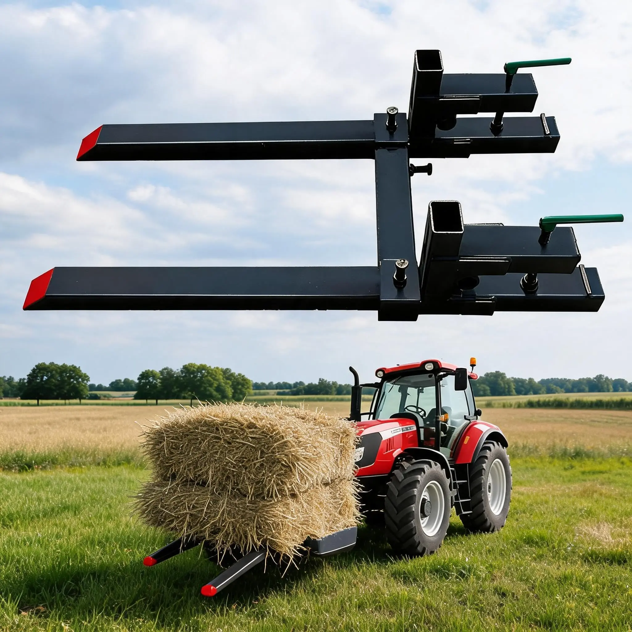Clamp-on Pallet Forks for Front Loader Tractors, 43 to 60 Inch Length Options, Heavy-Duty 2000lbs Capacity, Durable Construction for Efficient Material Handling