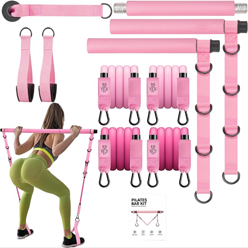Pilates Bar Kit with Resistance Bands, Adjustable Exercise Stick for Full Body Toning, Portable Home Gym Equipment for Men & Women