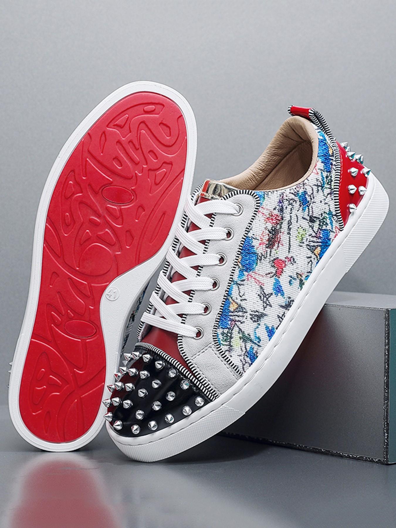 Men's Fashion Outdoor Urban Casual Shoes, Rivet Board Sneakers, All-Season Plain Design, PU Leather, Rubber Sole, Versatile Party Wear