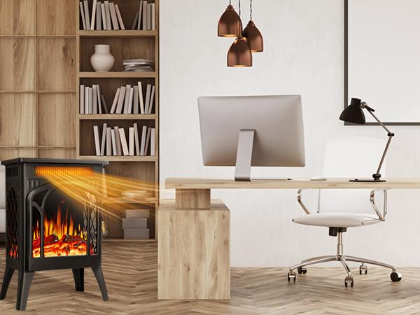 【Fall Deals For You】16 Inch Electric Fireplace, Freestanding Fireplace Stove with 3D Flame Effect, Small Electric Fireplace Heaters for Indoor Use with Remote, Temperature Adjustment, ETL Certified, Black…