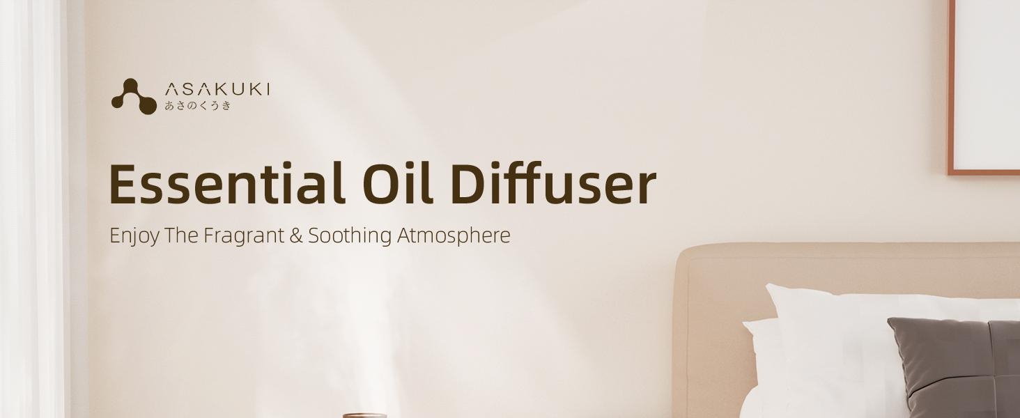 ASAKUKI 500ml Essential Oil Diffuser for Home, Aromatherapy Humidifiers, Auto-Off, Room Decor, Air Purifier, Aromatic Ambient Mist Nebulizer Relaxing, Waterless Auto Shut-off, Reddish-Brown