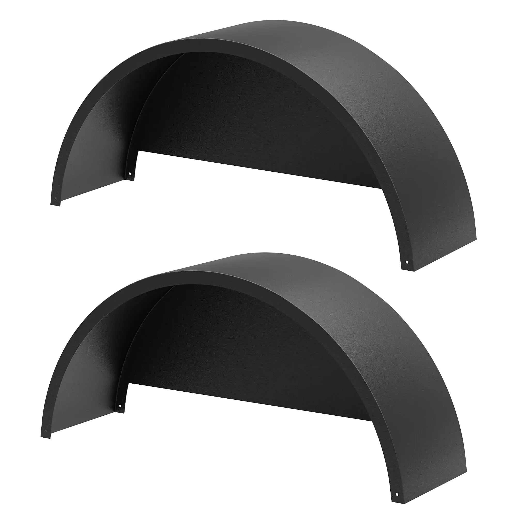 Heavy Duty Steel Single Axle Trailer Fenders with Backs, 2 Pack - Round Design, Fits 14"-16" Wheels - 32" x 9" x 15" Replacement for Utility, Car Hauler, and Landscape Trailers, Black