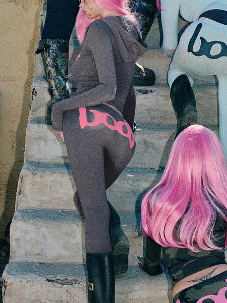 Women's Fall Fashion Hooded Letter Print Zipper Skinny Sports Pants Set, Sweatsuit Outfits, Casual Long Leggings, Slim Fit, Trendy