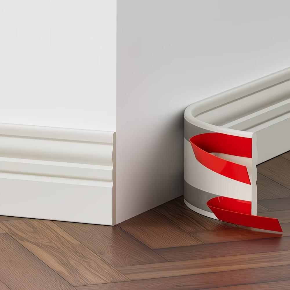 1 Roll 2m/78.74 Inch Self-adhesive Skirting Board, Flexible Edges Decorative Strip, Easy To Install, Self-adhesive Floor Edges Strip Substrate, Suitable for Home Decoration