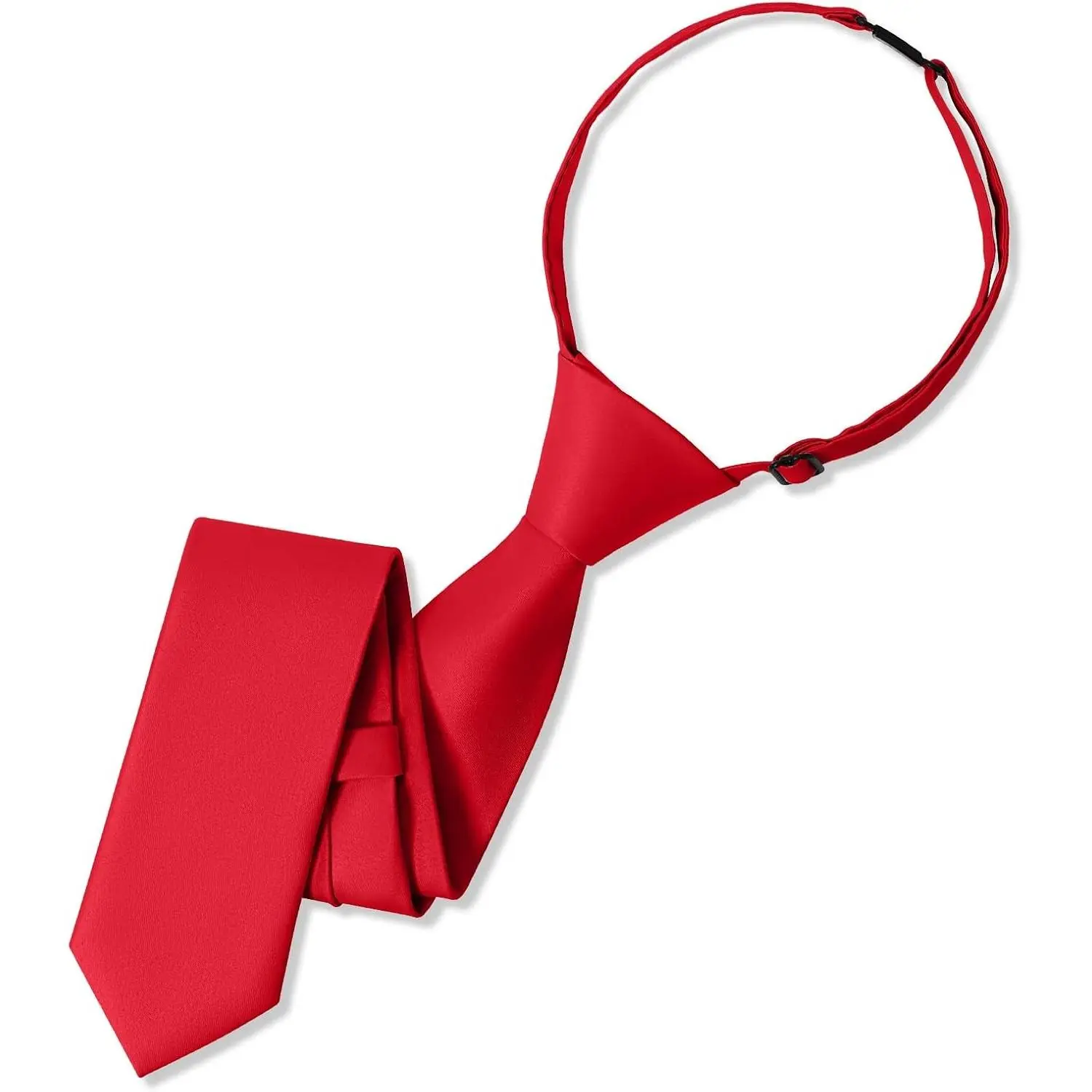 Boys Black Pre-Tied Adjustable Necktie - Solid Color Kids Tie for Ages 8-12 with Gift BoxGift