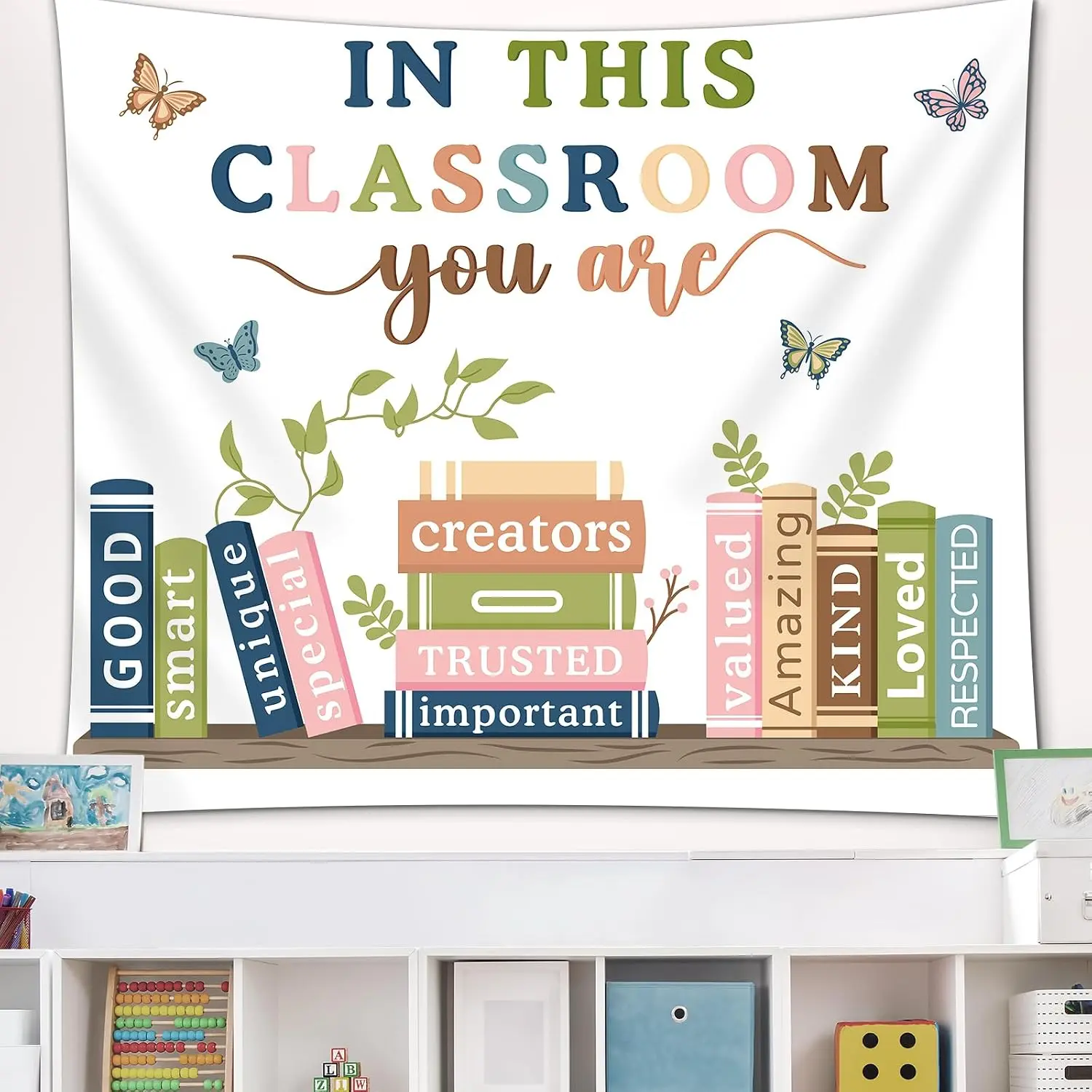 Welcome Back to School Classroom Tapestry Boho Motivational First Day of School Bulletin Board Banner Decorations Positive Photo Backdrop Background for Kindergarten Elementary Wall Room Decor