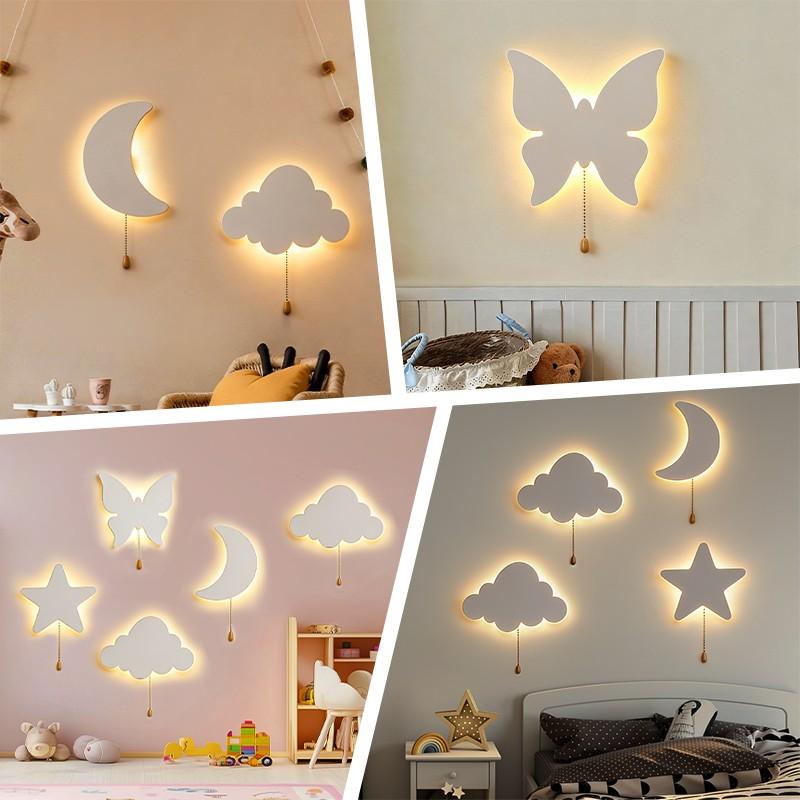 1pc Star And Cloud Wall Light,  Include Star, Cloud, Moon, Butterfly Shape, Home Decor, Wall Hanging Ornaments, Party Night Lights, Birthday Party, Room Ambiance Lighting, Creative Surprise Decoration Props, Battery-Operated (Batteries Not Included)