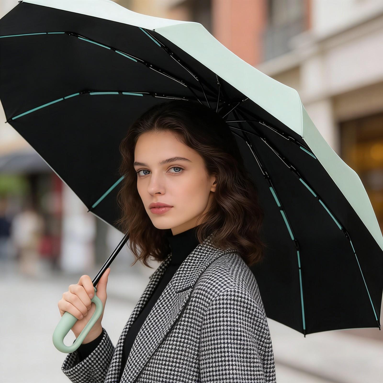 Auto Open Folding Umbrella with Quick-Release Handle, Windproof Portable Rain Umbrella, Unisex Fashion Car Umbrella, All Weather Use