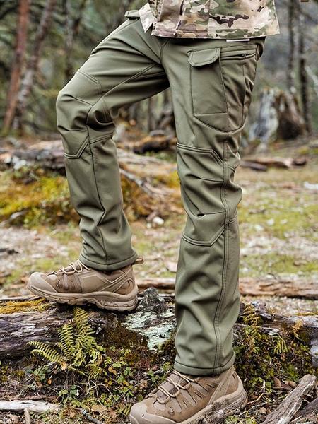 Men's Tactical Fleece Lined Cargo Pants, Autumn Winter Outdoor Multi-Pocket Workwear, Warm Lightweight Durable Scratch-Resistant Hunting Shooting Hiking Pants