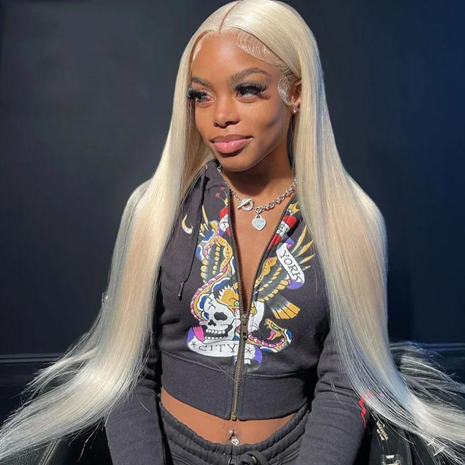 613 Blonde HD 13x6 Lace Frontal Wigs 40 Inch Pre plucked 13x4 Hot Red Straight Blonde Lace Front Human Hair Wigs For Women Can Be Dyed 180% Density