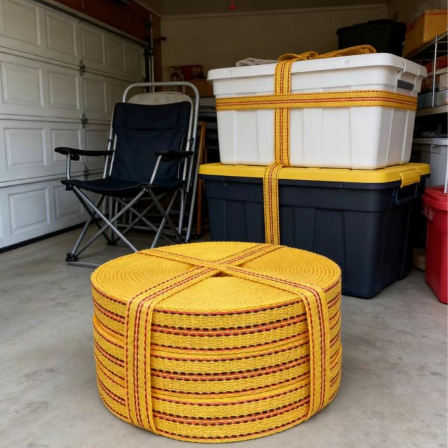 30m Tie-Down Strap, 4cm Wide, Braided Binding Strap, Outdoor RV Camping Gear Fastening, Durable Cargo Securement Band