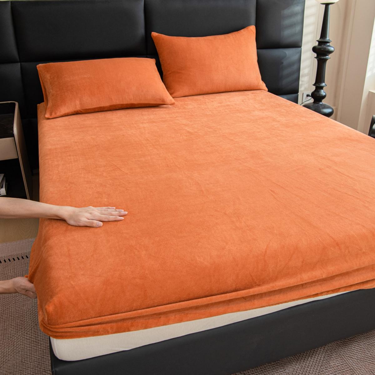 2pcs/3pcs Warm Solid Color Mattress Protector & Fitted Sheet Set – Includes 1 Deep Pocket Fitted Sheet + 2 Pillowcases, Soft Noiseless Breathable & Stain-Resistant, Machine Washable, Ideal for Bedrooms, Guest Rooms, Apartments, Dorms, and Homes with Kids,