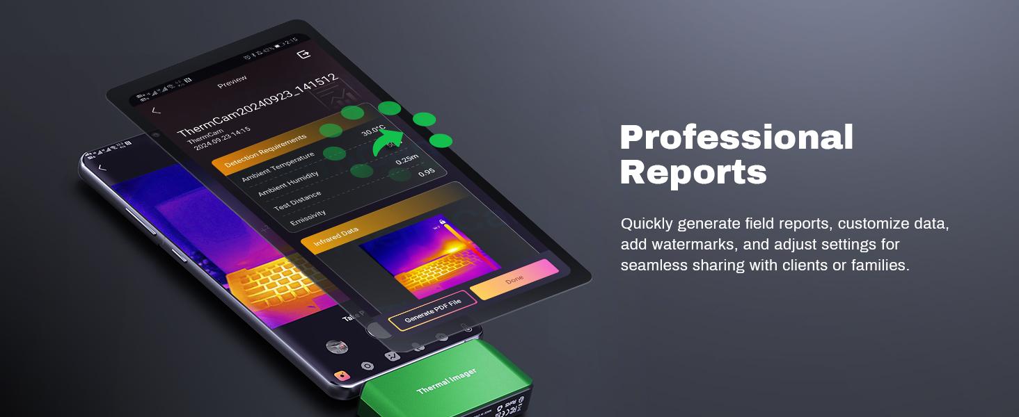 AMPBANK M256 Thermal Camera, 256x192 IR High Resolution Thermal Imaging Camera with 3D Analysis, 25Hz Refresh Rate, -4°F~842°F Temp Range