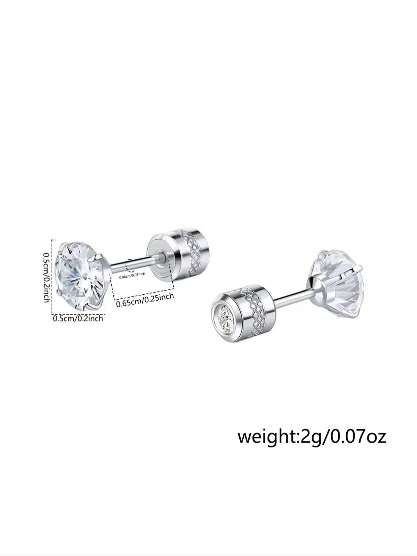 Men's Punk Style Artificial Zircon Decor Stud Earrings, Stainless Steel Earrings, Fashion Jewelry for Party, Daily Decor, Trendy All-match & Exquisite Jewelry for Birthday Gift