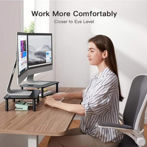 Adjustable Monitor Stand Riser | Fix Neck & Back Pain from Bad Posture! Ergonomic Height Adjustable Desk Riser for Laptops & Monitors