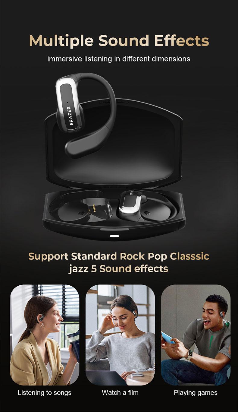 ERAZER XF21 Open Ear Headphones Bluetooth 5.4 HIFI Sound Quality Earbuds Support Playing Music Phone Calls Headsets Built-in Mic