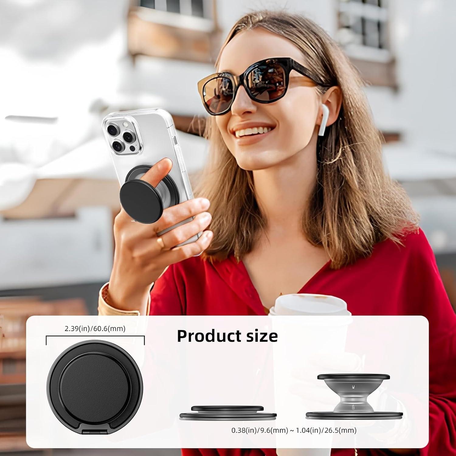 Magnetic Push-Pull Phone Stand, Sand Star Flash Style, High-End Shaking Magnetic Holder, Adjustable Stable Desktop Support, Flower Design, Magnetic Phone Grip