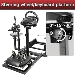 Supllueer Racing Flight Simulator Cockpit Adjustable Fit for Thrustmaster Hotas Warthog T300 Logitech X52 PRO G920 G923 Fanatec Racing Wheel Stand Without Seat Wheel Pedal Throttle Joystick Keyboard