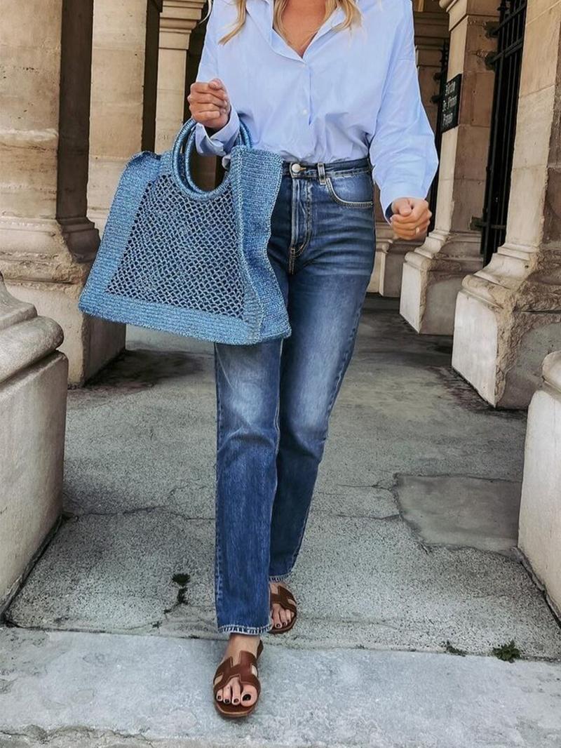 Women's High-Waisted Slim Fit Jeans, Casual Plain Design, All-Season Wearable Denim Jeans, Perfect for Daily & Dates