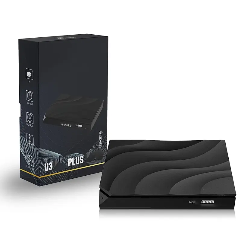 V3 Plus Micro Desktop PC, Quad-Core Mini Computer with 4GB RAM 64GB ROM, 4K Display Output, Dual-Band WiFi, V-SEE Compact Hub BOX