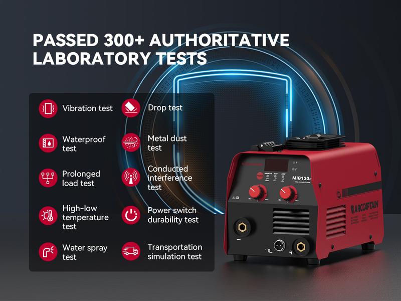 ARCCAPTAIN 135Amp 110V Flux Core MIG Welder, MIG130 Fit Gasless MIG/Lift TIG/Stick 3-in-1 Welding Machine, Digital Display DC IGBT Synergic Control Portable welder machine 110V