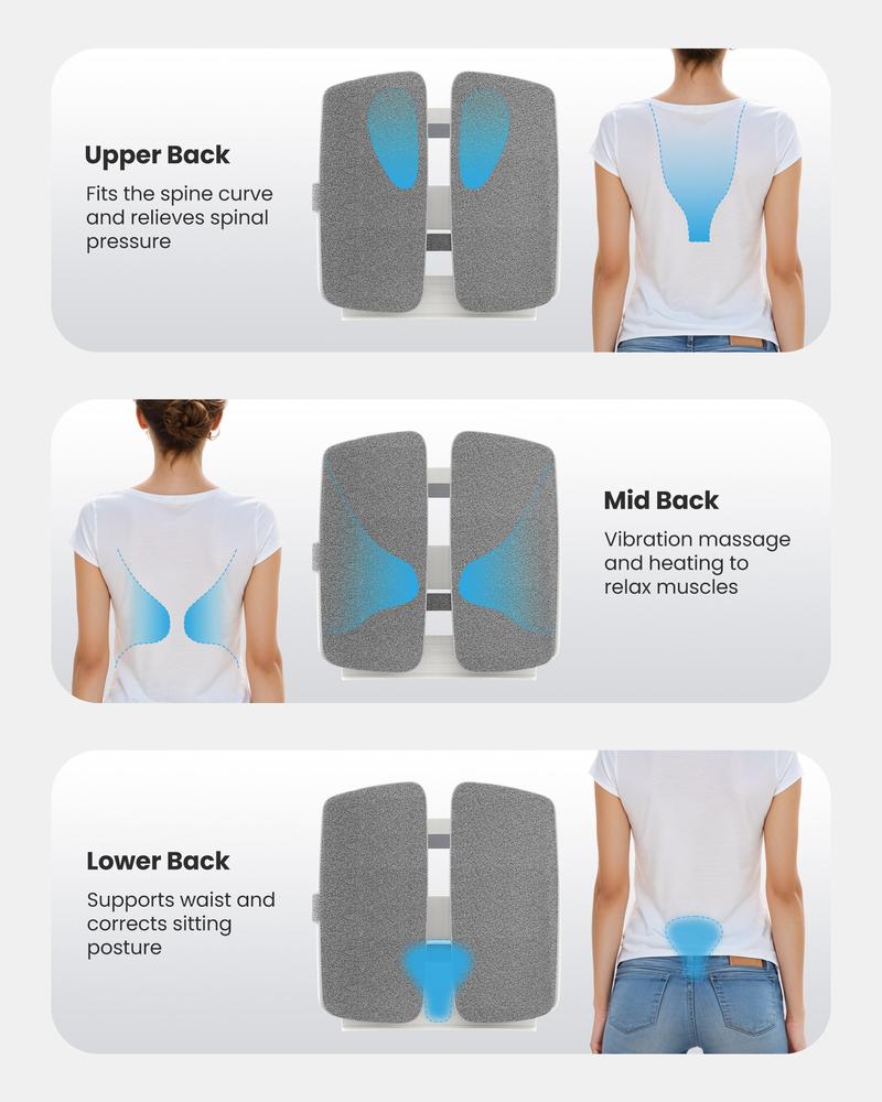 COMFIER Heated Lumbar Support Pillow with Vibration Massage, Back Support Cushion for Office Chair, Graphene Heating Chair Back Massager for Car Gaming Chair, Adjustable Height Up to 18.1 Inches Mother's Day