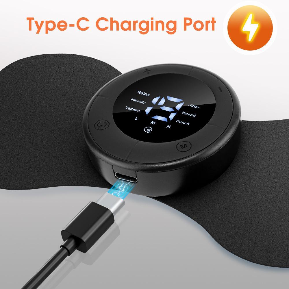 Portable Massage Patch with Remote Control Digital Display, 6 Modes 19 Levels, Multifunctional Shoulder Neck Back Full Body Massager, Muscle Stimulator