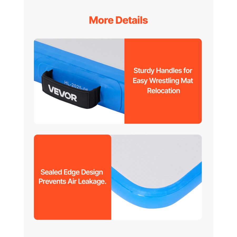 fathersdaygift VEVOR 10x5 ft Wrestling Mat Inflatable, Martial Arts Thick Mat for Outdoor Indoor Home Gym Exercise, PVC Foldable Training Mats with 600W Air Pump, for Gymnastics Tatami Jiu Jitsu BJJ MMA Judo, Gray