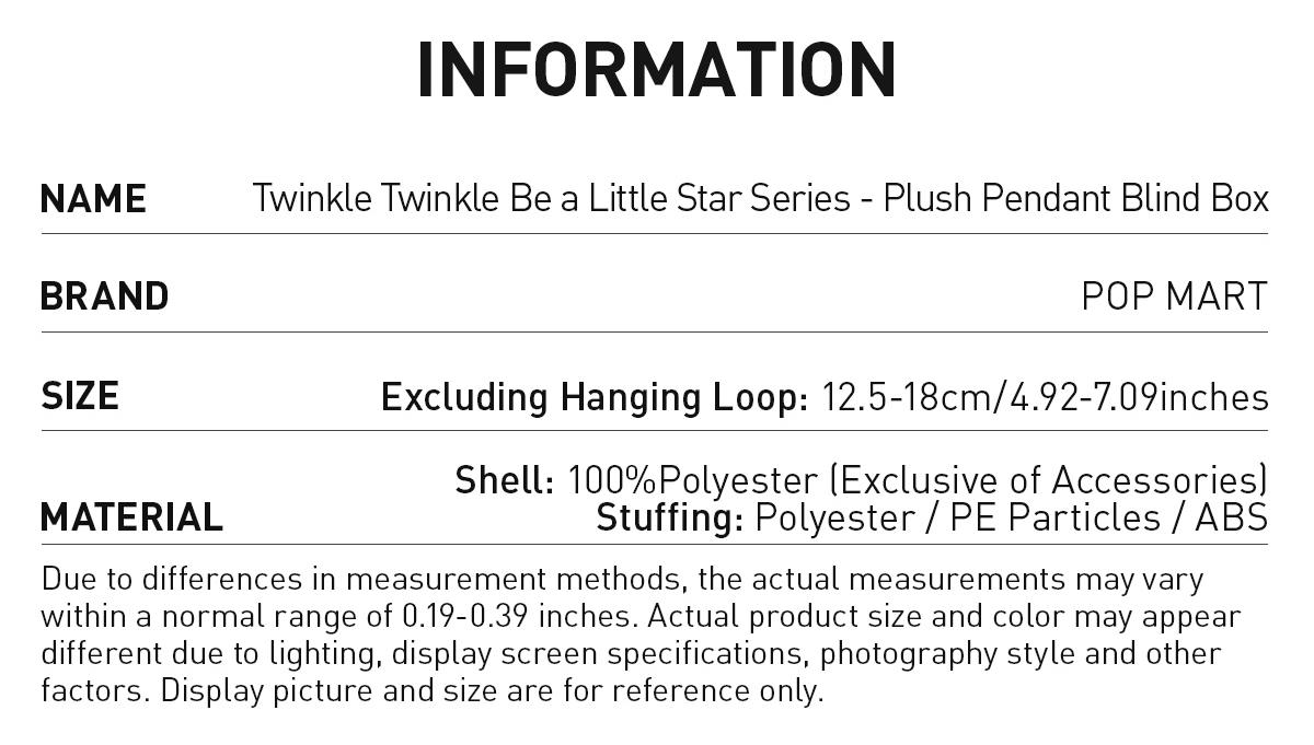 POP MART Twinkle Twinkle Be a Little Star Series - Plush Pendant Blind Box,Surprise Gift