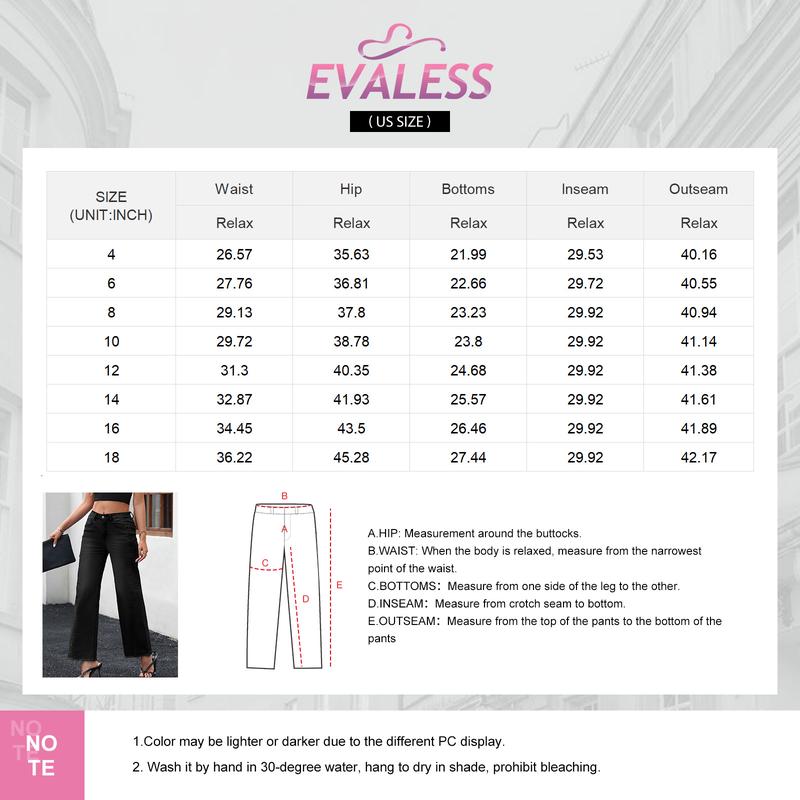 EVALESS Women's Casual Wide Leg Jeans Baggy High Waist Stretchy Raw Hem Zimbaplatinum Denim Trouser Pants 2026 Trendy Springtok Womenswear Outfits