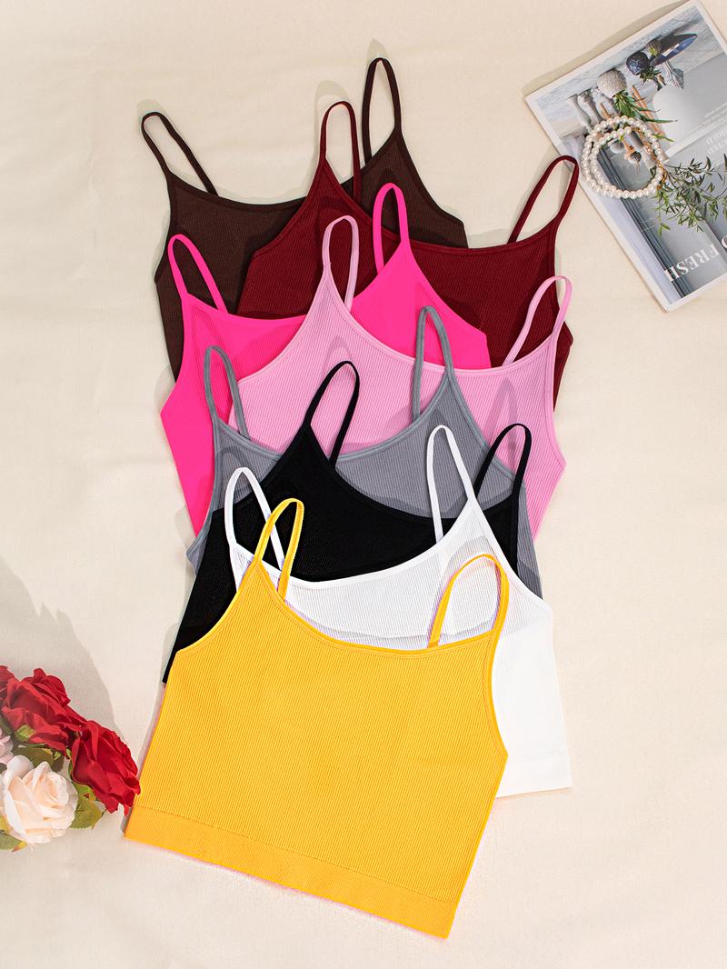 8 Pieces Women's Solid Wireless Bra, Stretchy Comfortable Breathable Bra, Ladies Lingerie for All Seasons, Fitness Training Clothes, Yoga Sports Bra