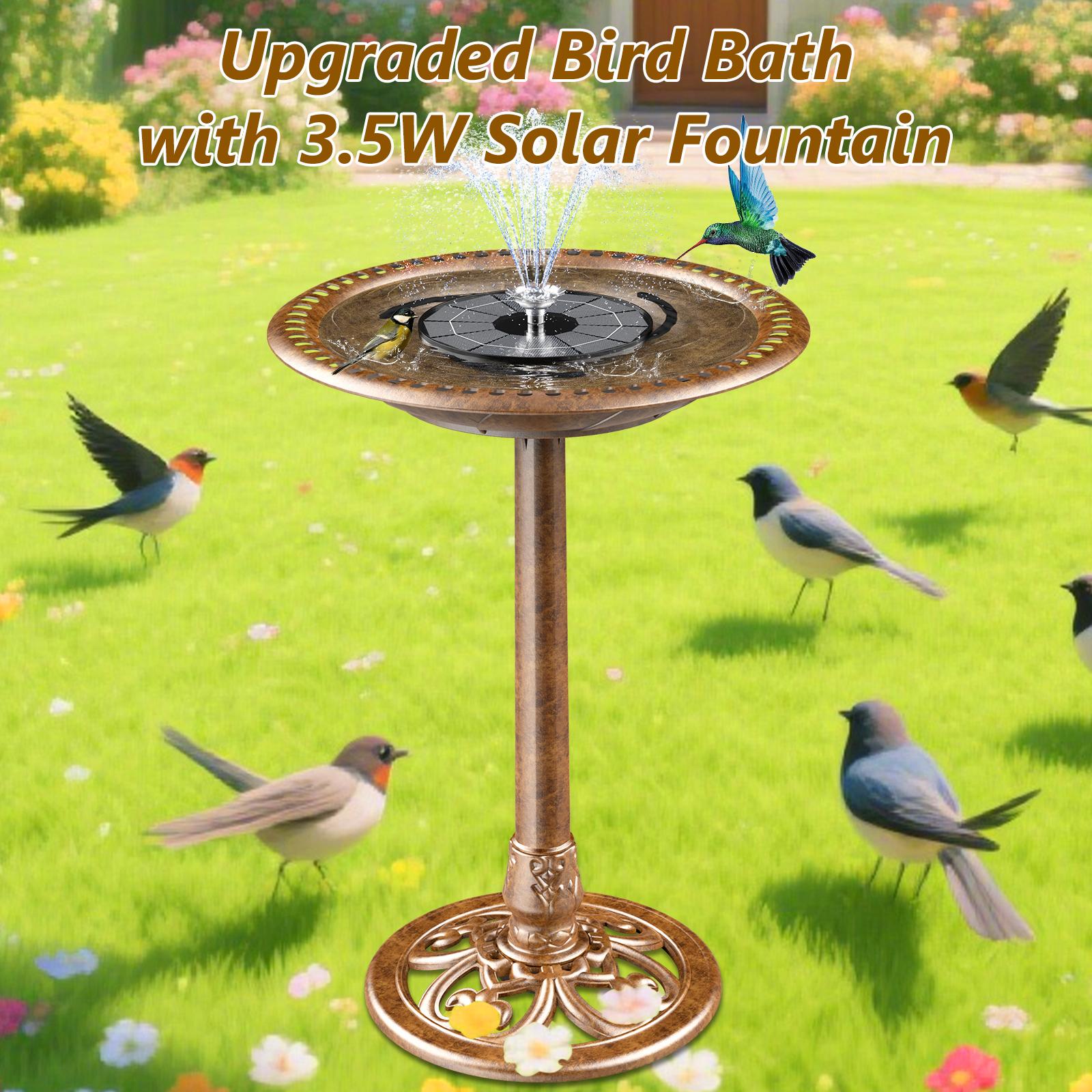 AISITIN Outdoor Garden Vintage Bird Bath with Two Little Bird Decorations, Weather Resistant Polyresin, 30 Inch-Backyard Expressions