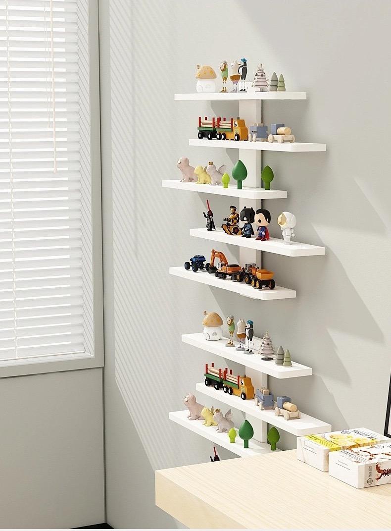 Adjustable Wall-Mounted Display Shelf, Five-Tier Design, Modern Home Decor Storage Rack, Suitable for Figurines, Dolls, Statues, Toys