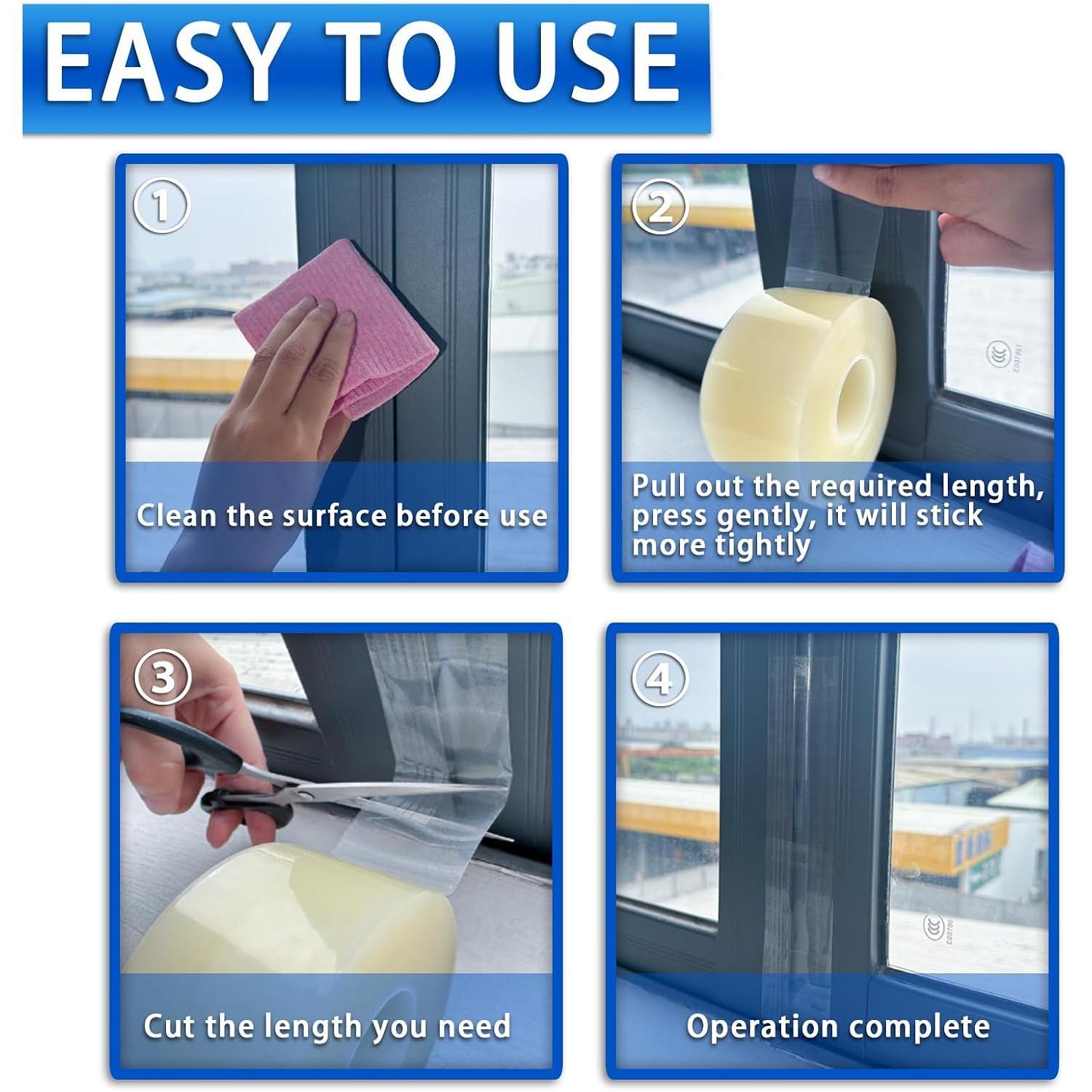 Transparent Window Weather Sealing Tape for Winter,2 Inch x 55 Yards Clear Insulation Seal Tape for Windows and Doors  Weatherproofing