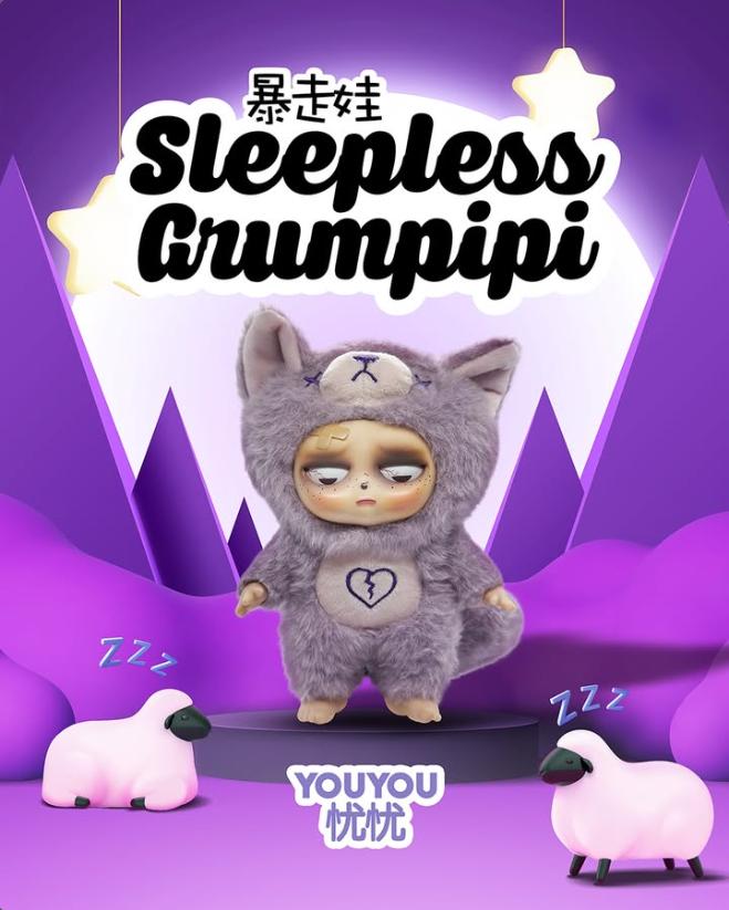 SLEEPLESS GRUMPIPI Plush Blind Box-Random Style