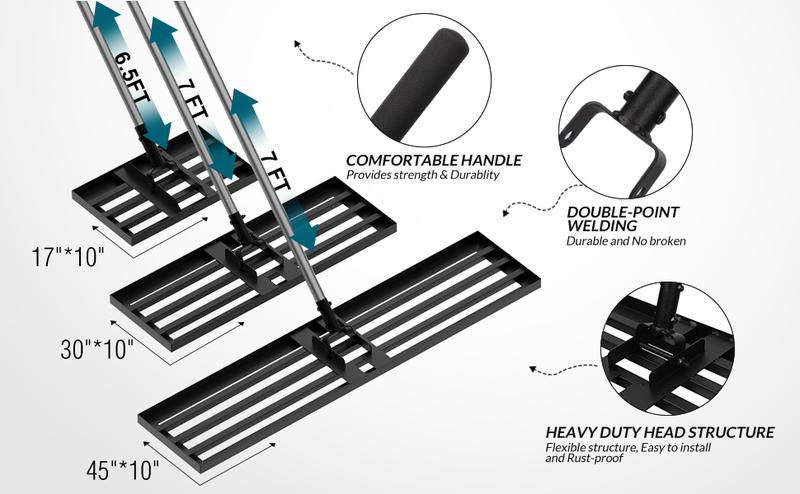 Walensee Lawn Leveling Rake – Heavy-Duty, Effort-Saving Lawn & Garden Tool – Fall Cleanup, Halloween & Black Friday Gift Idea