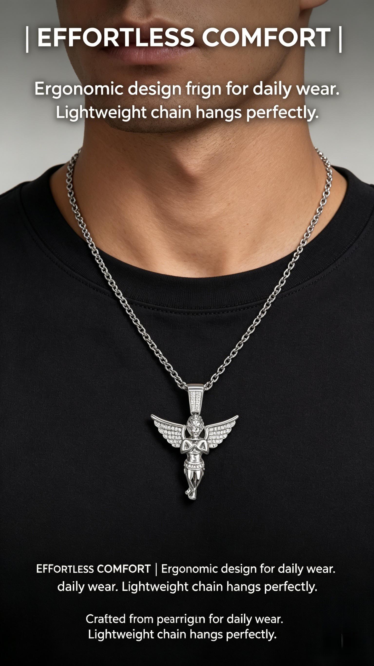 Premium Angel Pendant Necklace, Durable Alloy Construction for Daily Use