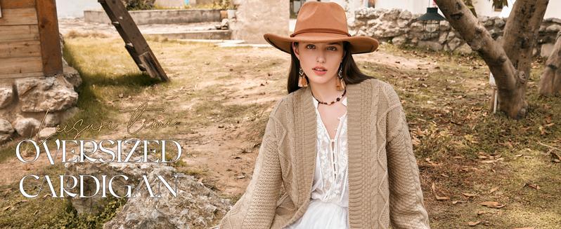 Danedvi Womens Oversized Cardigan Sweaters Open Front Cable Knit Lantern Long Sleeve Chunky Outwear Coats Soft Comfy Stretchy Casual Knitwear