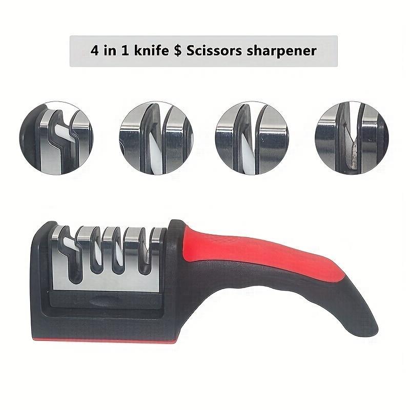 4-Stage Professional Kitchen Knife Sharpener - Knife Sharpener Helps Repair, Restore, Polish Blades and 4 Stage Sharpening Slots