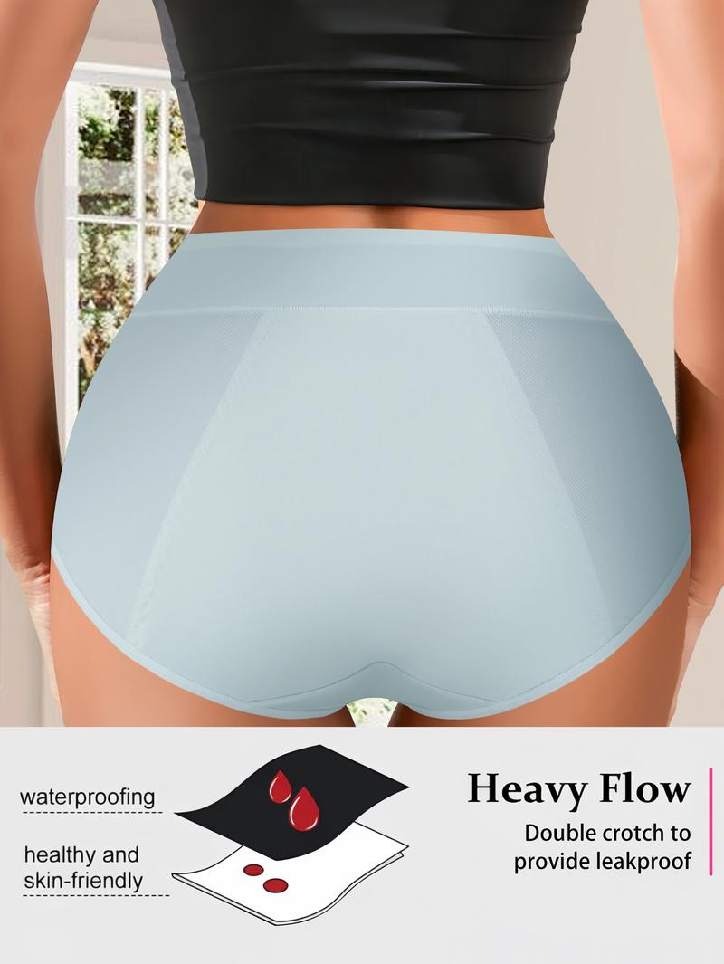 QUASTI 6 PCS Mid Waist Women'S Menstrual Pants, High Stretch Women Body Shaper Underwear, Solid Color Physiological Pants, Breathable Soft Stretchy Womenswear Briefs