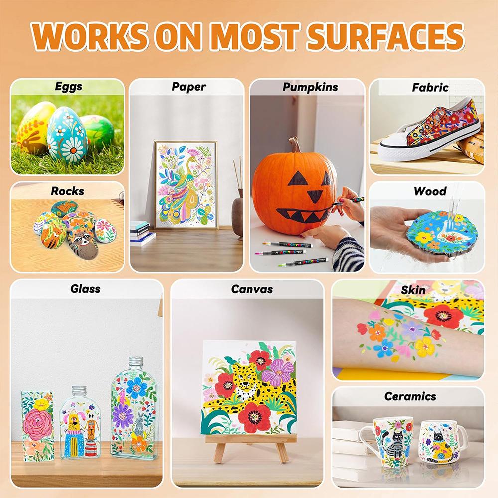 48/36 Color Watercolor Marker Set with Soft Tip, Liquid Acrylic Paint Markers for DIY Art and Graffiti, Water-Based Sketch Pens for Creative Painting, DIY Painting Supplies