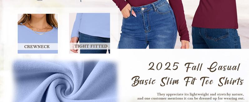 ANRABESS Women Long Sleeve Thermal Top Crewneck Slim Fit Shirts 2025 Fall Basic Tee Casual Winter Warm Undershirts Clothes