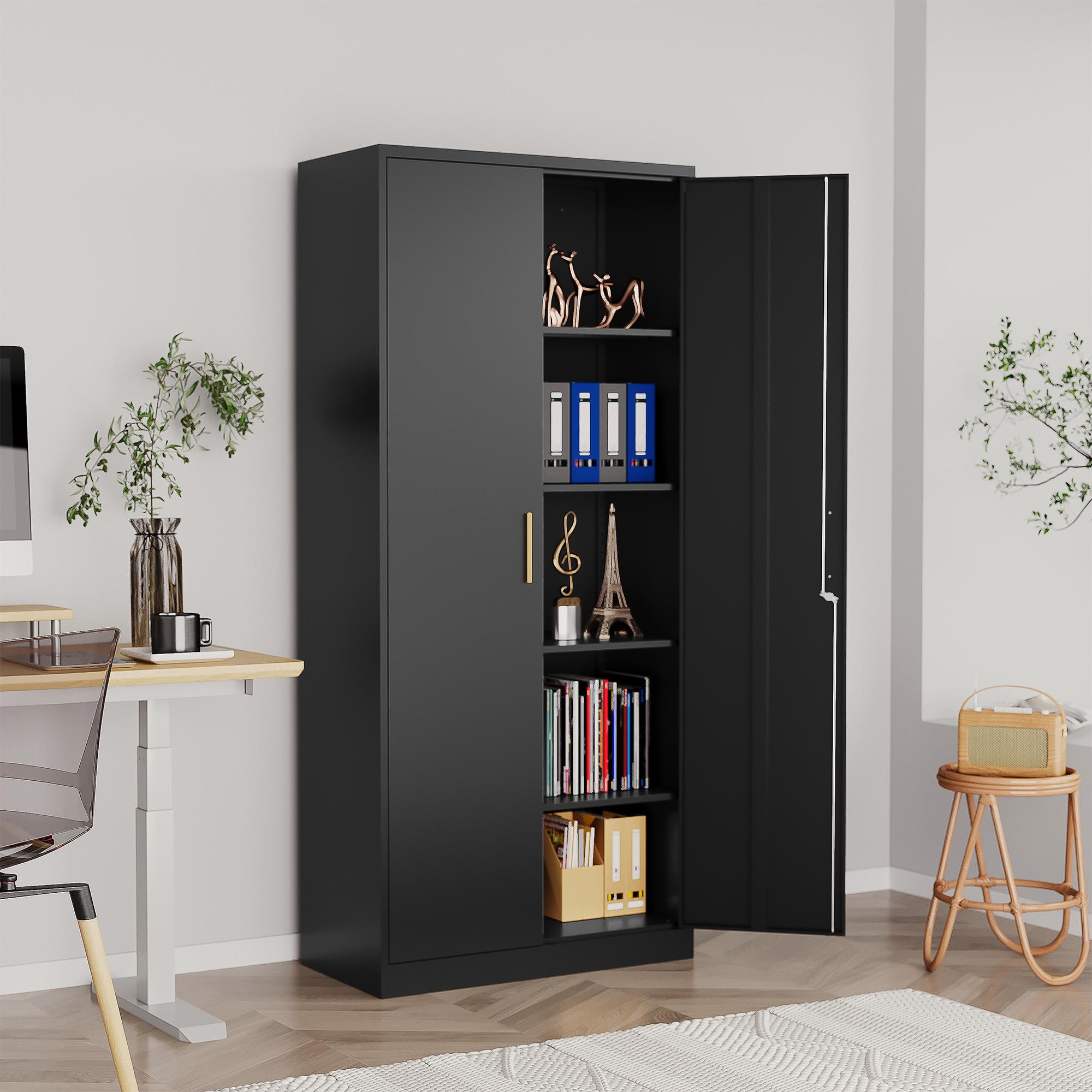 Letaya Metal Garage Storage Cabinet 71" Tall with 2 Doors & 4 Adjustable Shelves - Modern Design for Home, Office, Garage, Shop & School Furniture