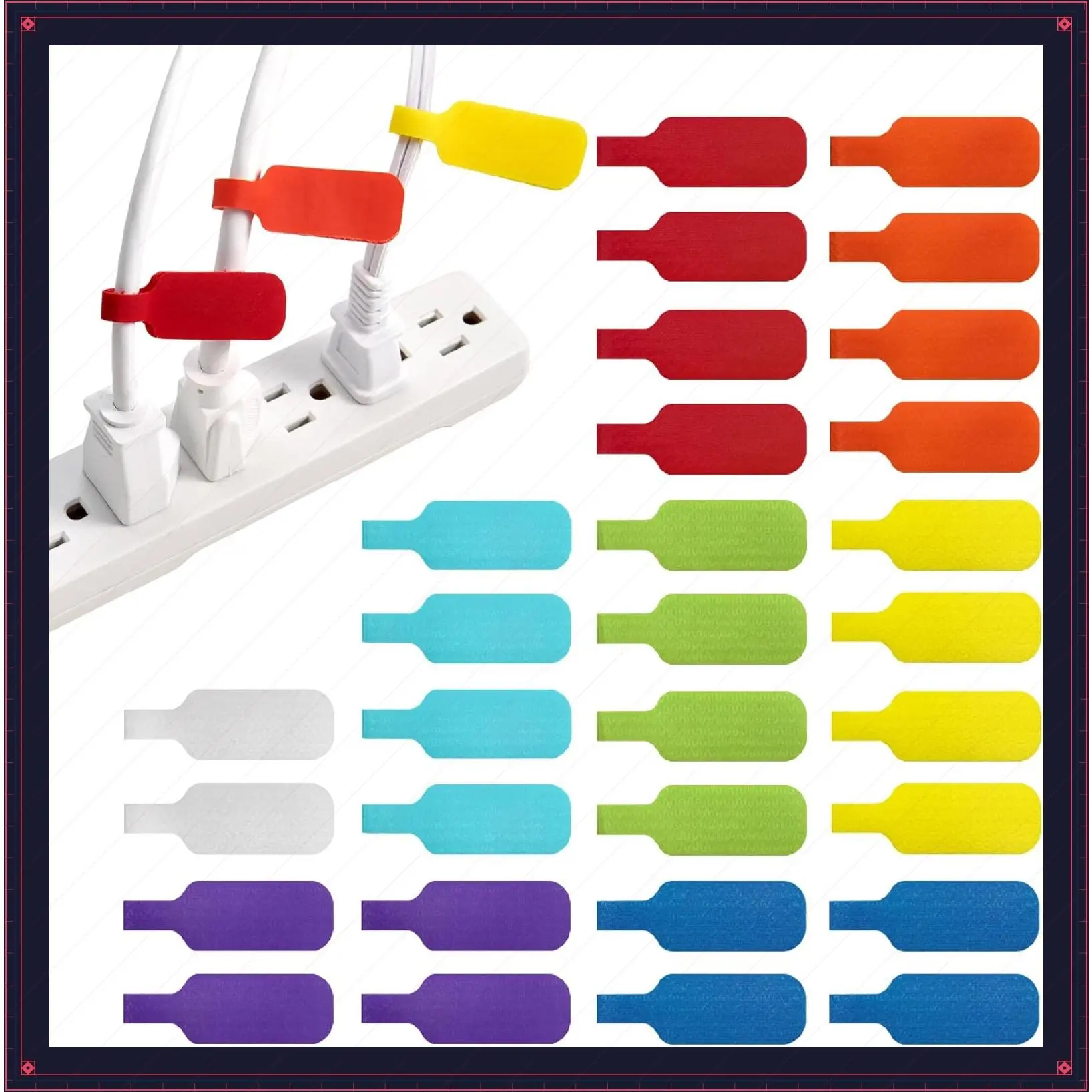 Multi-Color Write-On Cable Labels (30 Pack) – Medium Cord Tags for Wire Management and IdentificationGift