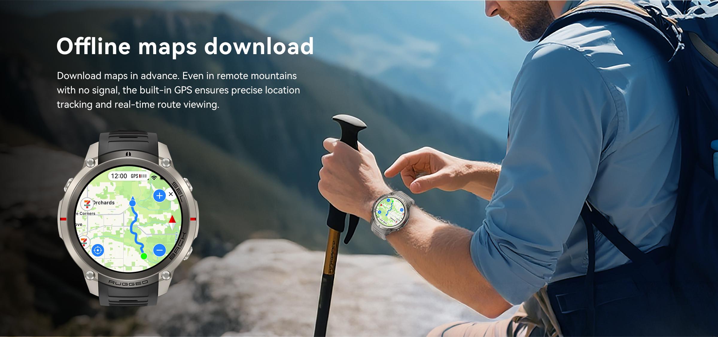 2026 New GPS Smart Watch, 1.43 Inch Amoled Screen, 5ATM Waterproof, 500mah Long Battery, Bluetooth-compatible Connectivity, Outdoor Sports, Sports Smartwatches, Built in GPS Offline Map Downloads