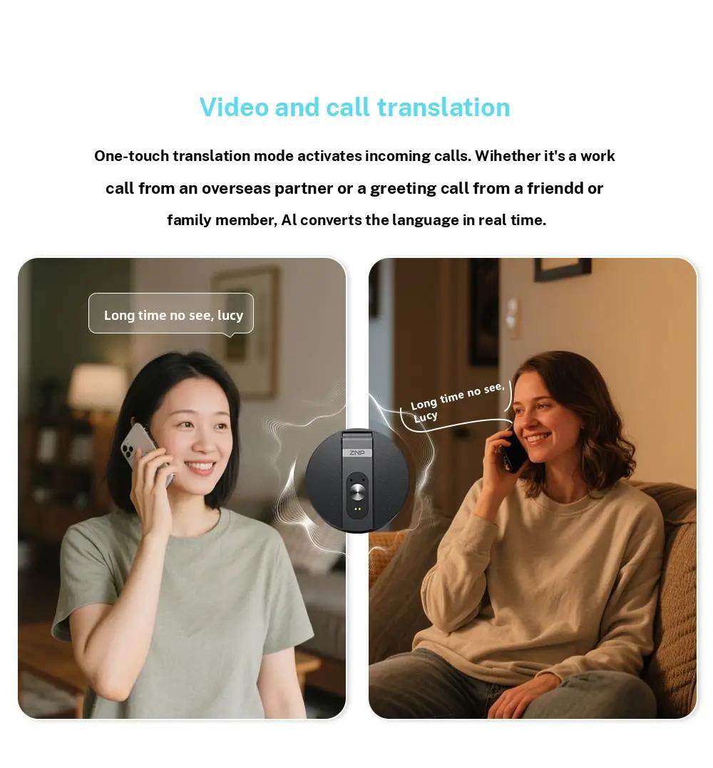 AI Translator Voice Recorder Note Recorder, Translation 146+ languages with Real time Translation, Magnetic Phone Holder, Supports Video and Voice Call Translation, Travel Socializing Lectures Meetings Interviews