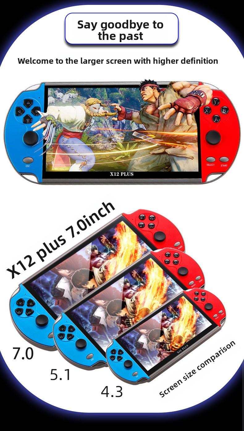 X12 PLUS Handheld Gaming Console, 7-inch Super Large Screen Game Console Handheld with NES, PSP and Arcade Simulators